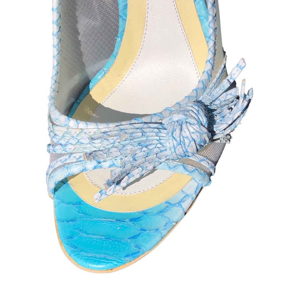 Givenchy Light Blue Aqua & White Python Style Hig… - image 7